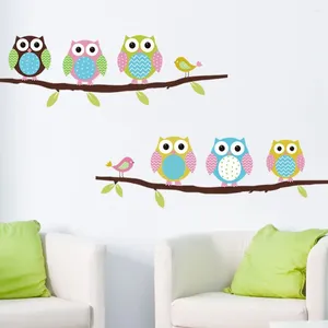 Adesivos de parede 1pc pvc removível cartoon pássaros ramo de árvore diy para crianças quarto decoração de sala de estar em casa