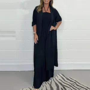 Pantaloni da donna a due pezzi aderente tuta formale di salto elegante estate a 2 pezzi set da parte del collo con manica lunga gamba per qualsiasi