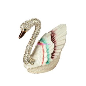 Swan Rhinestone Jewelry Box Box Box decorative Scatole vintage Bolietto Scatola da collezione Ornamento Metal Ornamento Gift Birth