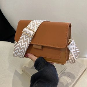 Fashion Wide Strap Crossbody Bags For Daily Used, Square Matte Pu Leather Shoulder Bags Handbags For Women