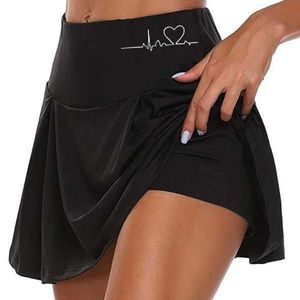 Saias Bikinis Mulheres secretas Skrits Summer acima de Kn Sports de camada dupla de camada dupla vestido de esportes de secagem rápida shorts de fitness shorts y240508