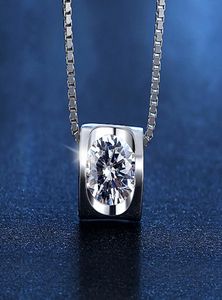 Sprzedaj geometryczny 925 srebrny srebrny naszyjnik z figurką z czystym kryształowym nożycką w środku dla samic1128111
