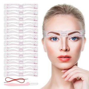 12StyLesset Eyebrow Stencil Set Återanvändbar DIY Eye Brow Drawing Guide Styling Forma Grooming Mall Card Easy Makeup 240509