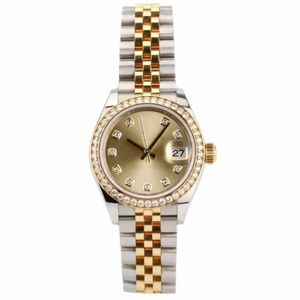 26mm 31 Assista Cifra Steel Gold Dial Diamond moldura 279383 pulseira de aço inoxidável automática Luxury ladies Relógios 271b