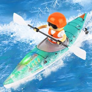 24G RC Boat Colorful Paddle Rowing LED Lights 360 Degree Driving Dual Mode Underwater Balance Vehicles Models Toys 240508