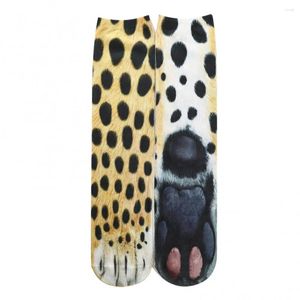 Women Socks 1 Pair Double-Side 3D Print Cotton Men Animal Foot Hoof Funny Unisex Ankle For Female Calzino