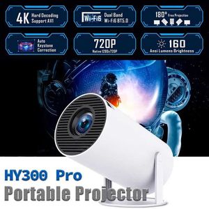 Проекторы 5G Портативный интеллектуальный проектор HY300 Pro 4K Android 11 Dual WiFi 6 260Ansi Allwinner H713 BT5.0 1080p 1280 * 720p Обновление домашнего кинотеатра J240509