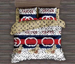 Comforters Luxury Designer Bedbling Set Classic Loft Logo Khaki Strecked Printed Däcke Cover Pillow 4 PCS Pure Cotton Comant