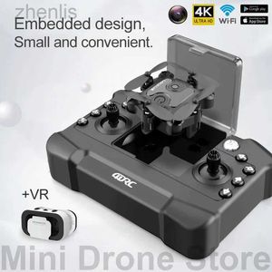 ドローンV2 RCミニドローン4K HD RTFカメラwifi fpv aerial photography高高度は、VRリモートコントロールD240509で4つのヘリコプターを折りたたみ続けます