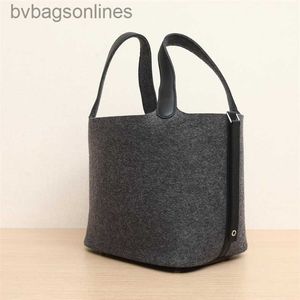 Aaa High Quality Hremms Bags Designer Luxury Original Brand Bags New Womens Bag Handheld Picotin Vegetable Basket Black Felt Carved Silver Button Bag