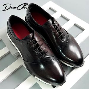 Casual Shoes Genuine Leather Mens Sneakers Chocolate Comfortable Oxford For Men Outdoor Street Walking Men's