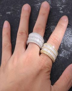 ICED Out Rings for Men Hip Hop Luxus Designer Herren Bling Diamond Gold Silber Ring 18K Gold plattiert Hochzeitsgüter Goldener Ring 1324013
