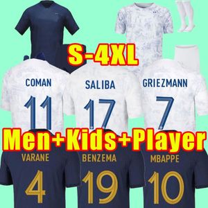 3XL 4XL BENZEMA MBAPPE GRIEZMANN soccer jerseys 2022 French KANTE POGBA KOUNDE GIROUD GUENDOUZI Kimpembe PAVARO football shirt women fa 315g