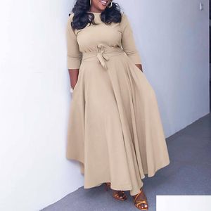 Plus Size Dresses 2024 Spring/Summer New Fashionable Style Lace Up African Drop Delivery Apparel Women'S Otlqs