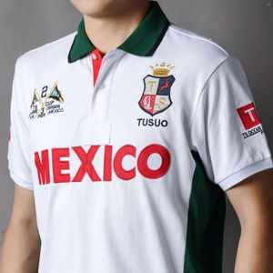 Мужская половая рубашка Polos Ts Crown Короткие рукава свободные хлопковые мексиканские досуги мода городская студенческая спортивная одежда