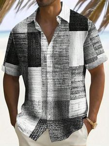 Мужские повседневные рубашки гавайская рубашка 3D простые пластырь с коротким рукавам