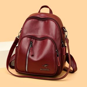 Elegant Big Size Lychee Pattern Backpack Women Luxury Pu Leather Back Bag Female Large Multi Pocket Solid Color Travel Backbag A1113 195U