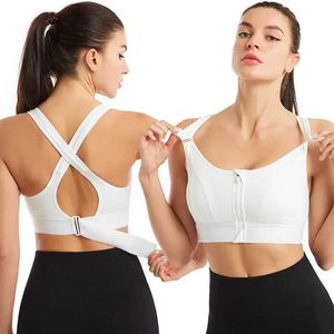 FI9f aktive Unterwäsche große Größe Hochfestes Sport BH Damen Schockproof laufen große Brust kleine vordere Reißverschluss-Fitness Yoga Kleidung Weste Unterwäsche D240508