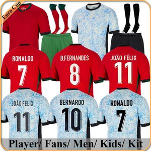 2024 Euro Portugal Soccer Jerseys B.fernandes Joao Felix Pepe Bermardo Camisa de Futebol J.Moutinho Футбольная рубашка мужчина детская детская комплект женщин Роналду Португальский игрок S-4XL