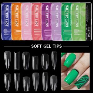 PINPAI CLAY ACRYLIL LONG FAME NAILS CAPSILES اللوز فرنسي تابوت كامل نصف الغلاف الأظافر كاذبة الأظافر الاصطناعية نصائح هلام ناعمة 240509