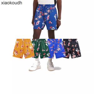 Rhude High end designer shorts for High Street Trendy Full Print Letter Shorts Summer Loose Flower Pants Mens and Womens Sports Beach Casual Basketball Pants With 1:1