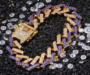 Hip Hop Tennis Micro Paved Rhinestones Bling Out Out Square Cuban Miami Link Bracelets For Men Rapper Jewelry Gold Silver2726788