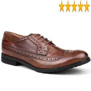 Casual Shoes Style England Top Retro -Qualität Herren Kuh Echtes Leder Brogue Männlich Schnürung runder Zehen atmungsable Flügelspitze