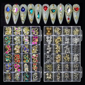 Luxury Crystal Nail Charms Diamond Nails Accessories Set Art Alloy Rhinestones Decoration Parts Pells Stone DIY för 240509