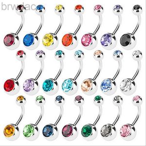 Anéis do umbigo 10 PCs/Lot Piercing Navel Aço cirúrgico Cristal único Retor de cristal Rings de umbigo ombligo 5/8mm NOMBRIL D240509