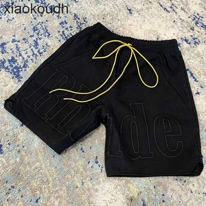 Rhude High end designer shorts for Classic Embroidered Letter Shorts Street High Street Loose Casual Sports Pants Mens and Womens Capris Trend With 1:1 original label