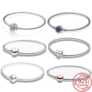 AUTENTICO 925 Bracciale per momenti in argento sterling Bangle in oro rosa Bangle irregolare fiocchi di neve Bracciale rigido Fit Pandora Charm Gift 274V