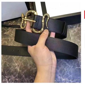 Mode Business Style Belts Design Herren Womens Tiger Kopfschnalle mit schwarzem Ledergürtel ohne Schachtel als Geschenk 343Q