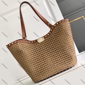 Дизайнерская трава тканая сумочка роскошная пляжная сумка летняя соломенная сумка для плеча с кожаной ручкой женщин плетение сумки для покупок сумки для покупок
