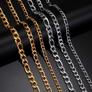 Correntes Skyrim Figaro Chain Colar para homens Mulheres aço inoxidável cor dourado básico punk long link link cadeias de jóias presente por atacado D240509