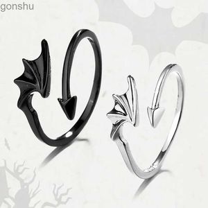 Casal Rings Gothic Angel Demon Casal Combation Ring Set Feminino Promise Open Ring Jewelry Anniversary Gift WX