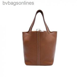 Aaa högkvalitativ hremms väskor designer lyxiga original varumärke väskor nya handväska picotin22 grönsak korg guld brun snidad väska