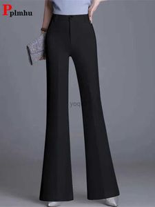 Frauenhose Capris 2024 Sommer Dünne Weitbein Bod Bottom Hosen Damen HIGHT Taille Klassische Sethose Büro Mode Ultra dünne weiße Flash Pantl2405