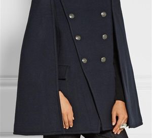 UK Fall Winter Newest Runway Designer Women Oversized Wool Poncho Navy Cape Coat Female Cloak manteau femme abrigos mujer Y2010129083761