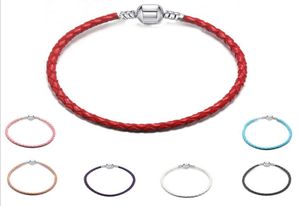 Lederarmband Fit European Charms Metal Clasp 3mm echtes Seil gewebt Armbänder für Männer Frauen Verkauf Großhandel 7844222