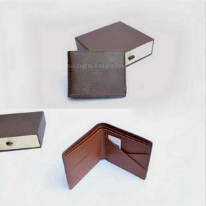 W stylu kraciastym Portfel Masowe Mężczyźni Tourse Specjalne płótno wiele krótkich małych bifold portfela z pudełkiem 282i
