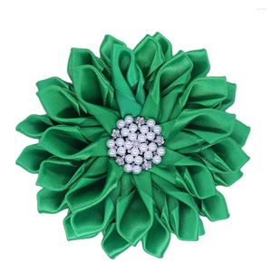 Brooches Arrival Pure Green Fabric Ribbon Petal Flower Corsage Brooch Pin