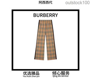 كبار المتاجر المتخصصة جودة BuuRberlyes Pants الكلاسيكية Plaid Side Slaid Slaid Wide Bants مع شعار حقيقي