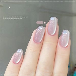 Glänsande glaspärlor gel nagellack magnetisk katt ögon holografisk reflekterande lack semi permanent glittrande konstdekor 240509