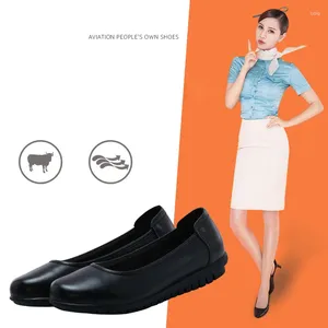 Scarpe casual Flight Black Flight and Train Attendant Flat Bottom Soft Work Shoe Feet Specius