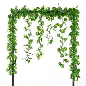 Dekorative Blumen künstliche Efeu Girlandenpflanzen Vine Blatt Eukalyptus Wand Hanging gefälschte Pflanze Rattan Hochzeitsfeier Hausgartendekoration