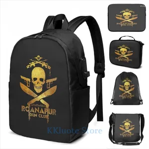 Рюкзак забавный графический принт черная лагуна Roanapur Gun Club USB Зарядка Мужчины школьные сумки женские сумки для путешествий ноутбук