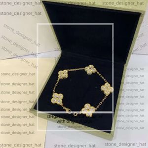 Projektant biżuterii van cztery liść Vanclef Bransoletka Cleef Braclet Van Clover Bransoletka luksusowa V Clover Projektant Bransoletki dla kobiet 18K Gold 29EB