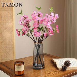 Decorative Flowers Pink Artificial Peach Blossom Branch Wedding Floral Arrangement Accessories Christmas Home Living Room Decor Party Props