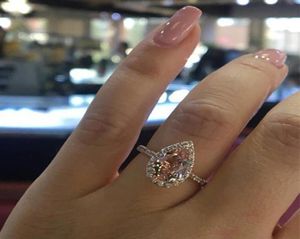 Wedding Ring Set Rose Gold Pear Cut Engagement Ring BandAnniversaryMoissanite Ring SetBridal Size 510 Irish Ring6038183