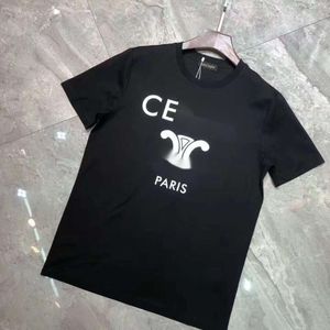 Celinnes t-shirt designer triumfal båge tee lyx mode kvinnor t-shirt trendig helt ny ren bomull kort ärm mångsidig rund hals thirt